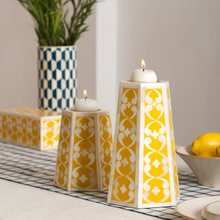 Load image into Gallery viewer, Yellow Lattice Candle Holder-Large